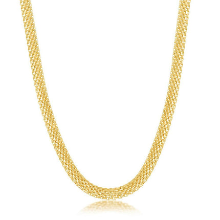Sterling Silver Gold Plated 5mm Flat Mesh Chain ,