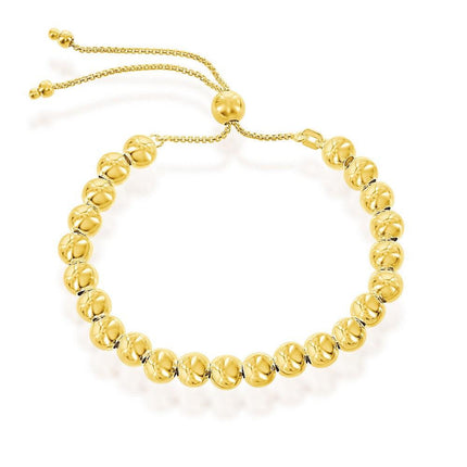 Sterling Silver Gold Plated 6mm Round Beads Bolo Bracelet ,