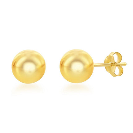 Sterling Silver Gold Plated 8mm Bead Earrings ,
