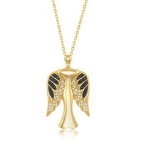 Sterling Silver Gold Plated Angel Movable Wings Pendant ,