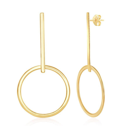 Sterling Silver Gold Plated Bar and Hoop Earrings ,