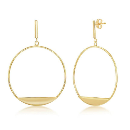 Sterling Silver Gold Plated Bar with Hoop Earrings ,