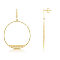 Sterling Silver Gold Plated Bar with Hoop Earrings ,