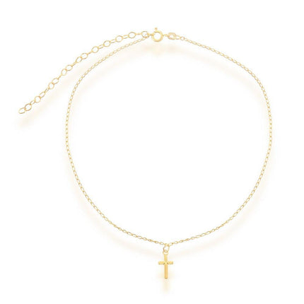 Sterling Silver Gold Plated Center Cross Choker Necklace ,