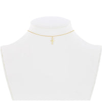 Sterling Silver Gold Plated Center Cross Choker Necklace ,