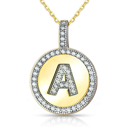 Sterling Silver Gold Plated Circle "A" Pendant with Chain ,