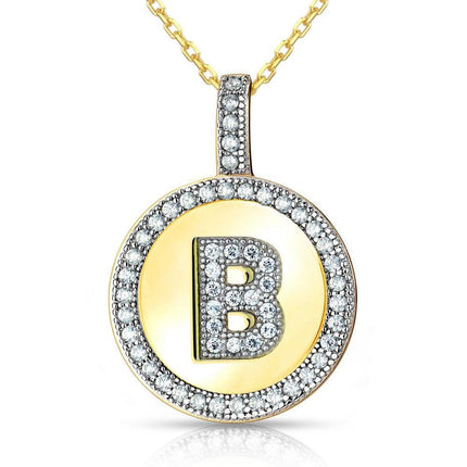 Sterling Silver Gold Plated Circle "B" Pendant with Chain ,