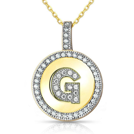 Sterling Silver Gold Plated Circle "G" Pendant with Chain ,