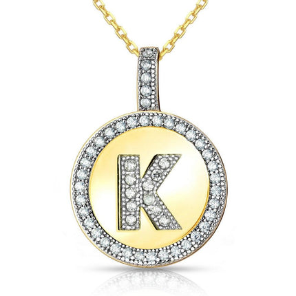 Sterling Silver Gold Plated Circle "K" Pendant with Chain ,