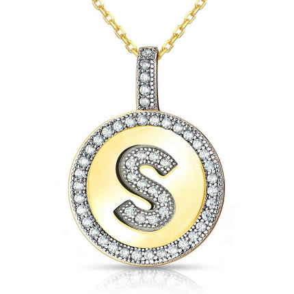 Sterling Silver Gold Plated Circle "S" Pendant with Chain ,