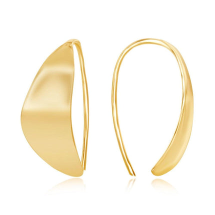 Sterling Silver Gold Plated Crescent Moon Threader Earrings ,