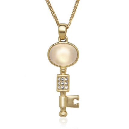 Sterling Silver Gold Plated Crystals Key Necklace ,