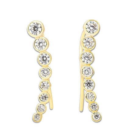 Sterling Silver Gold Plated CZ Ear Crawler Earrings ,
