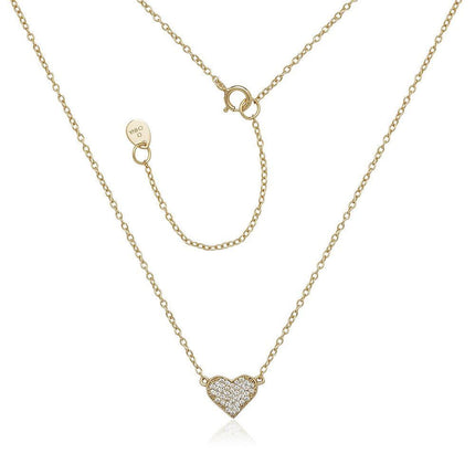Sterling Silver Gold Plated CZ Heart Necklace ,