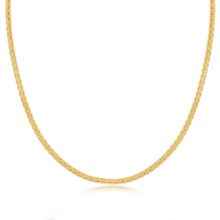Sterling Silver Gold Plated Diamond-Cut Wire Design Necklace ,