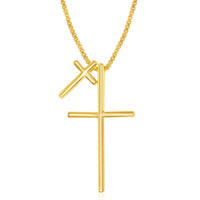 Sterling Silver Gold Plated Double Cross Necklace ,