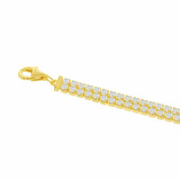 Sterling Silver Gold Plated Double Row CZ Tennis Bracelet, 6.5" ,