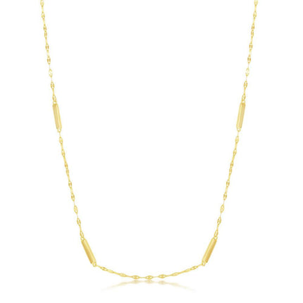 Sterling Silver Gold Plated Fancy Chain & Bars Necklace ,