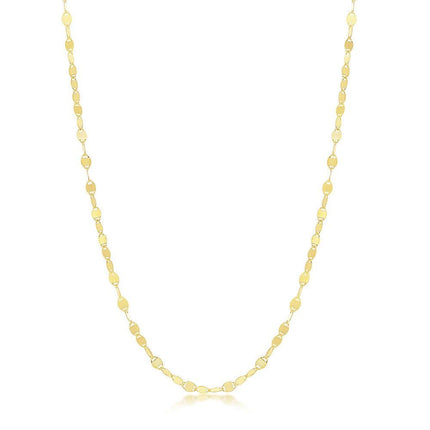 Sterling Silver Gold Plated Flat Mirror Oval Chain, 16" ,