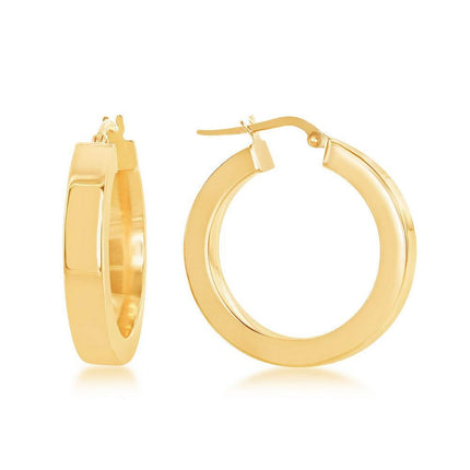 Sterling Silver Gold Plated Gold Plated Square Hoop Earrings ,
