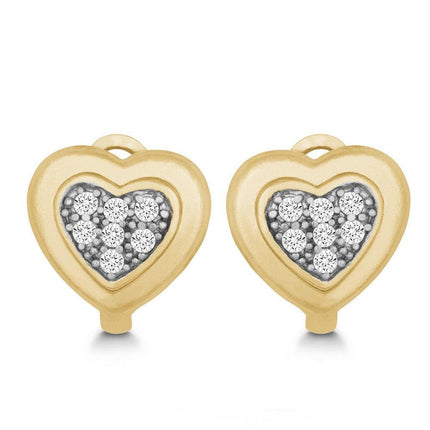 Sterling Silver Gold Plated Heart Huggie Earrings ,