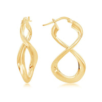 Sterling Silver Gold Plated Large Script Infinity Design Earrings ,