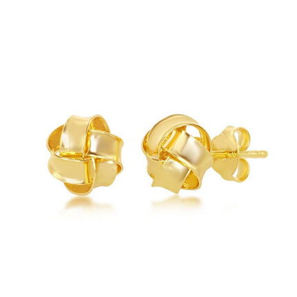 Sterling Silver Gold Plated Love Knot Stud Earrings ,