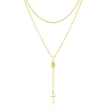 Sterling Silver Gold Plated Mirror and Mariner Rosary Chain ,