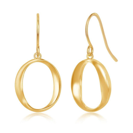 Sterling Silver Gold Plated O Dangling Earrings ,