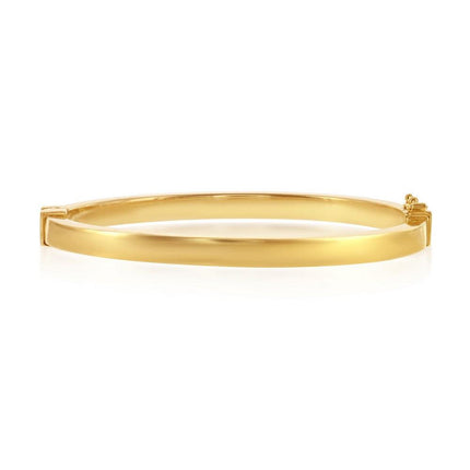 Sterling Silver Gold Plated Plain Hinged Bangle ,