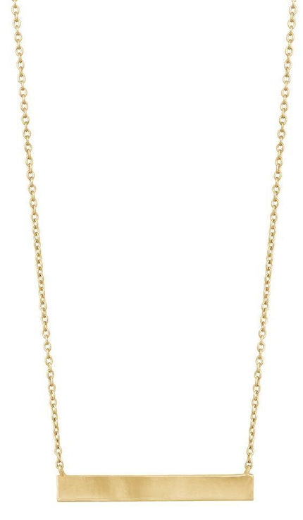Sterling Silver Gold Plated Plain Sideways Bar Necklace ,