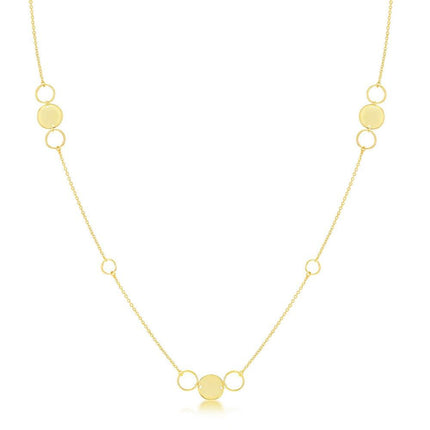 Sterling Silver Gold Plated Polished Open Disc Necklace ,