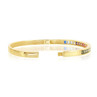 Sterling Silver Gold Plated Rainbow CZ Channel Set Bangle ,