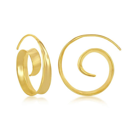 Sterling Silver Gold Plated Swirl Design Earrings ,