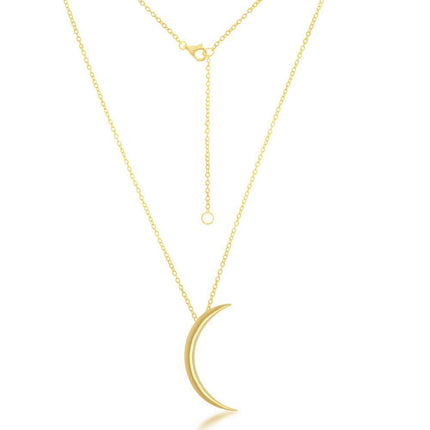 Sterling Silver Gold Plated Thin Crescent Moon Necklace ,