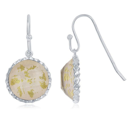 Sterling Silver Gold Specs Doublet MOP Earrings ,