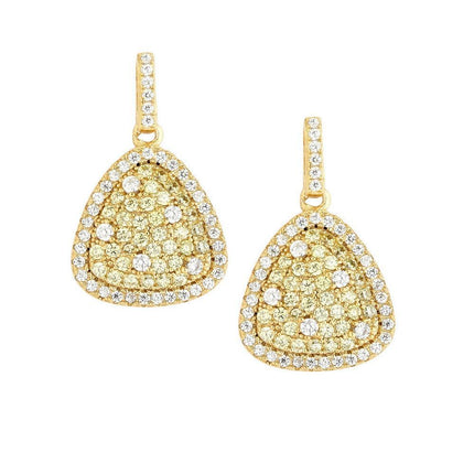 Sterling Silver Gold Triangle Micro Pave Earrings ,
