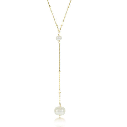 Sterling Silver GP Beads By The Yard FWP Lariat Necklace ,