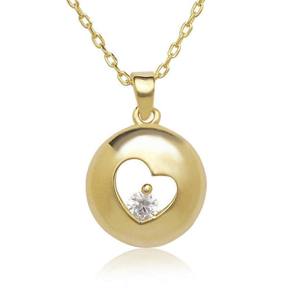 Sterling Silver GP Cut-out Heart with CZ Center Necklace ,