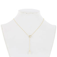 Sterling Silver GP CZ Circle with Teardrop FWP Bolo Necklace ,