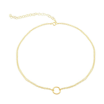 Sterling Silver GP Double Strand with Open Circle Choker ,
