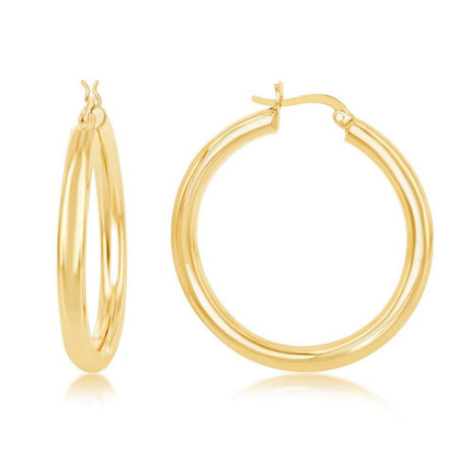 Sterling Silver GP High-Polished Hoop Earrings, 4 x 40 mm ,