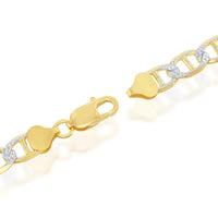 Sterling Silver GP Pave 8mm Flat Marina Chain, 22" ,