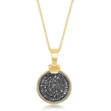 Sterling Silver GP Phaistos-Replica Coin Pendant Chain, Small ,