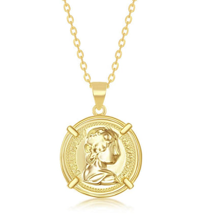 Sterling Silver GP Queen Elizabeth Coin-Style Necklace ,