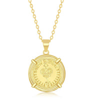 Sterling Silver GP Queen Elizabeth Coin-Style Necklace ,