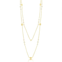 Sterling Silver GP Small Round FWP with Oval Beads Necklace ,