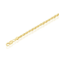 Sterling Silver GP Solid Diamond-Cut 3mm Rope Chain, 22" ,