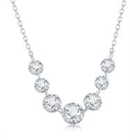 Sterling Silver Graduating Cubic Zirconia Necklace ,