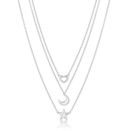 Sterling Silver Graduating Triple Strand Necklace ,